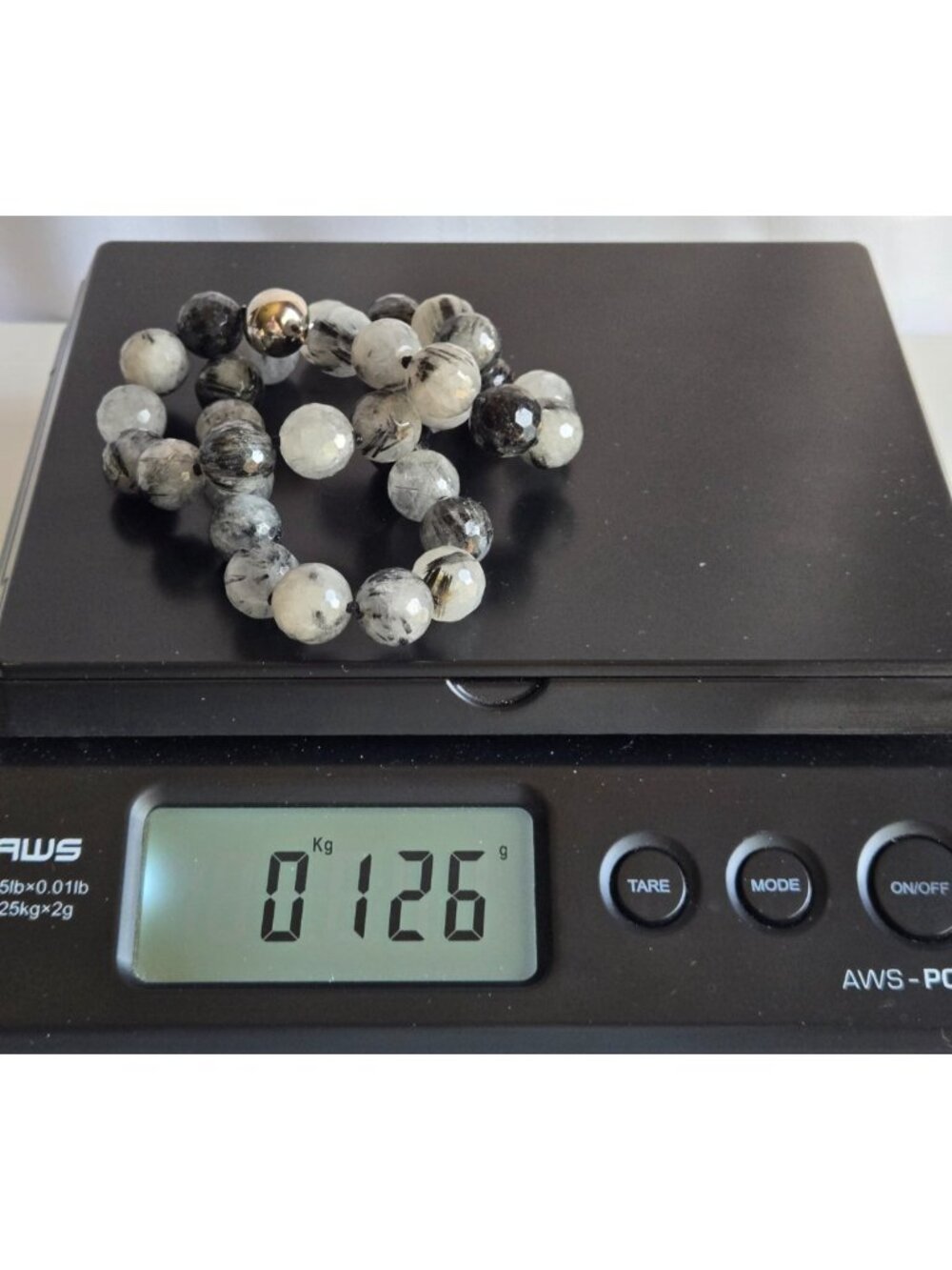 Tourmalinated Quartz Necklace 14mm Round Beads 925 Sterling Silver MagneticClasp - Picture 7 of 8